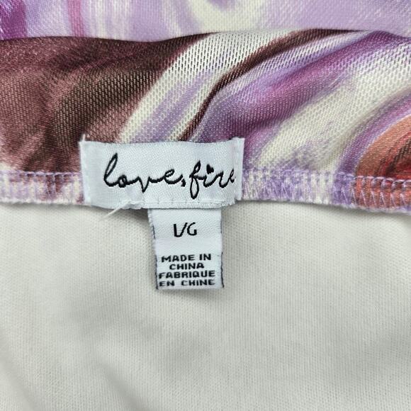 Love, Fire Women's Mesh Swirl Y2K Midi Skirt Size L Rave Funky Festival Pull-On - Picture 8 of 12